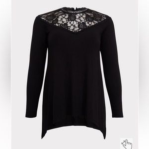 Torrid 5X lace neck long sleeve jersey shirt